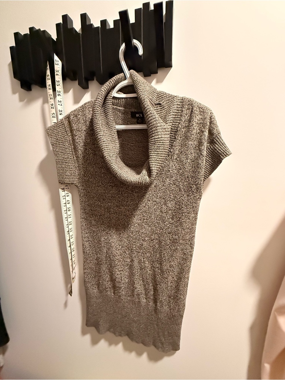 BCX Taupe Cowl-Neck Knit Tunic